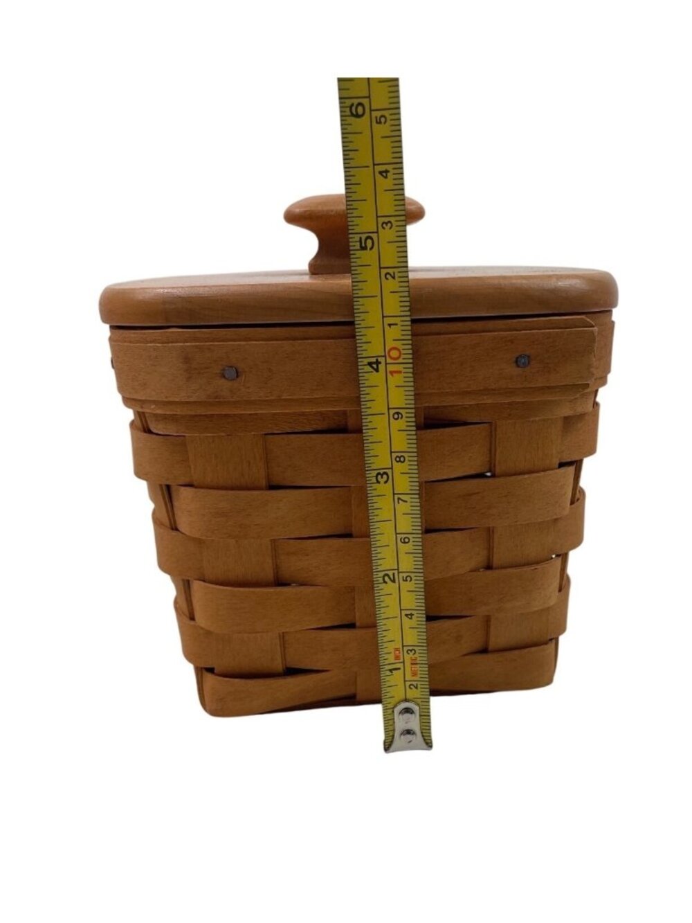 Longaberger Small 2001 Basket With Wood Lid 5" - Picture 12 of 13